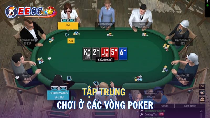 Tập trung chơi ở các vòng Poker